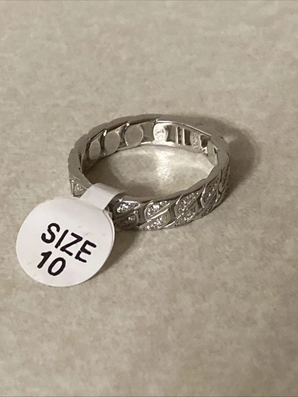 Men’s Sterling Silver Mossainte Ring Size 10